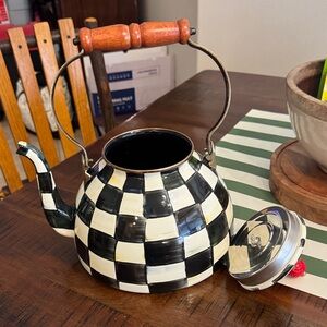 Mackenzie-Childs Large black courtly check teapot with lid - mild use